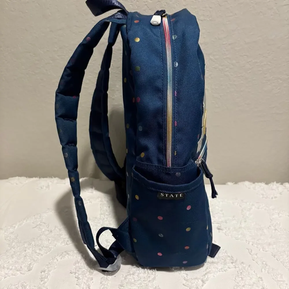 STATE DAISY RAINBOW DOT KANE Backpack Girl Blue SzOS Scholastic Sporty Girly Fun
